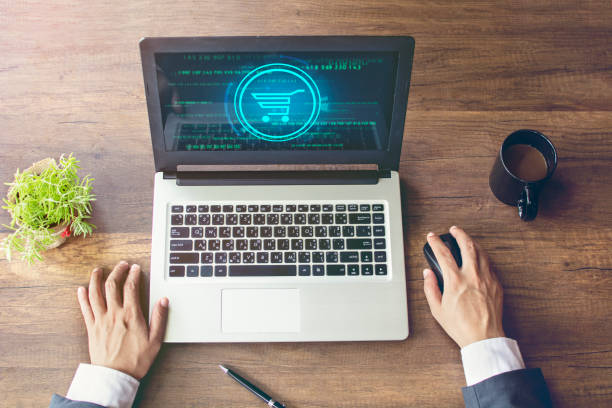 istock Concept view of doing courses on Internet with a technology interface - Sales concept 1254353880