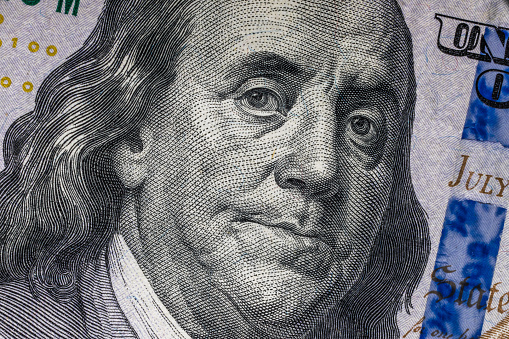 Benjamin Franklin on a 100 USD banknote
