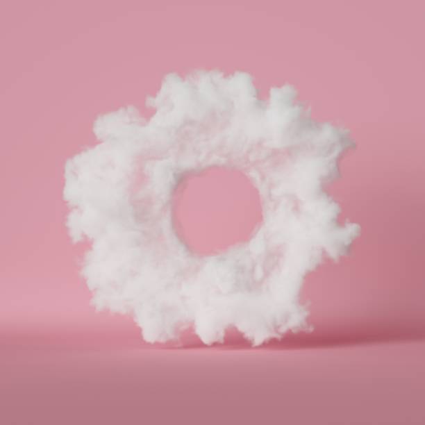 istock 3d render, abstract cloud donut shape, isolated on pastel pink background. Hole inside the round shape. 1254358628