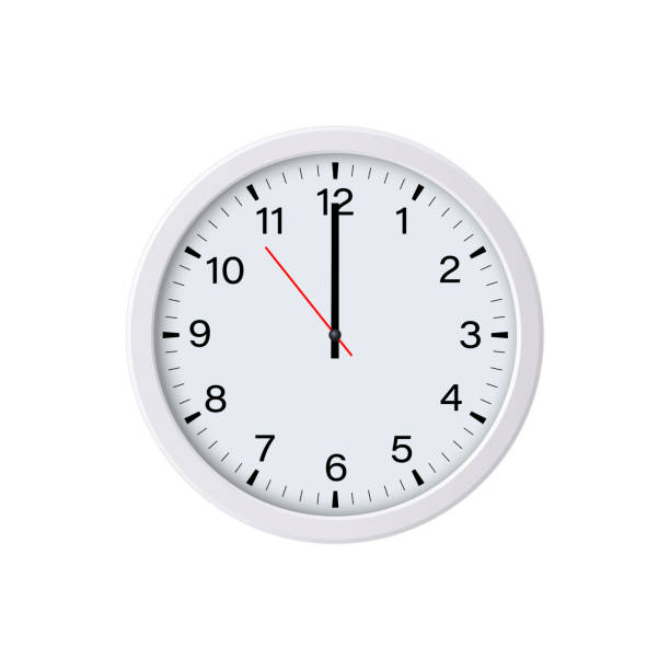 흰색 배경에 격리 된 원 시계입니다. 12시 - 12 oclock stock illustrations