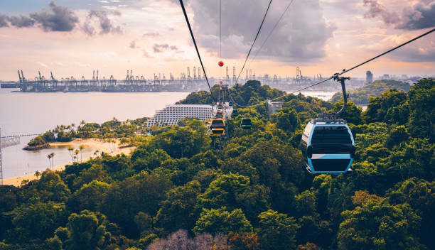 Cableway trip in Sentosa Island, Singapore stock photo