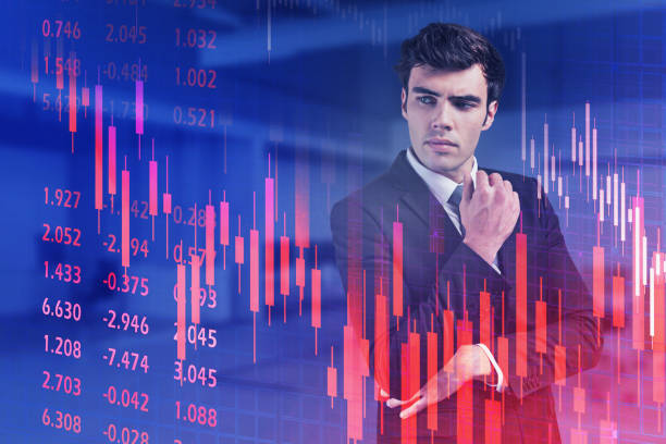 istock Concerned European businessman, galling graph 1254363316