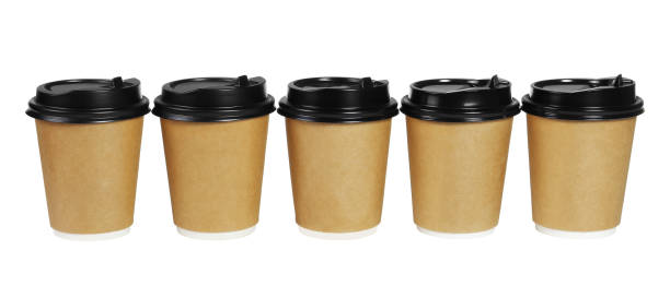 istock Row of Paper Coffee Cups 1254369659