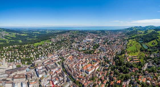 Aerialphotography from St. Gallen City in Switzerland