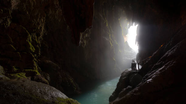 istock Gangway in a hollow that goes towards the light 1254373960