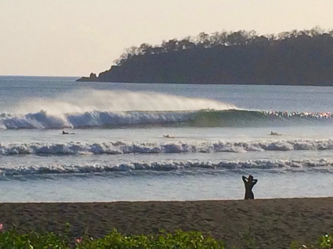 A beach scene in a remotes spot in Panama with a nice swell.