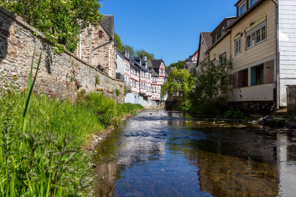istock River elz with old bridge and half-timbered houses in Monreal 1254375415