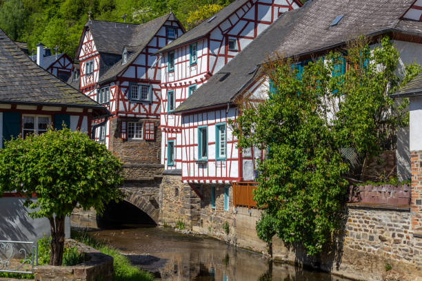 istock River elz with old bridge and half-timbered houses in Monreal 1254375424