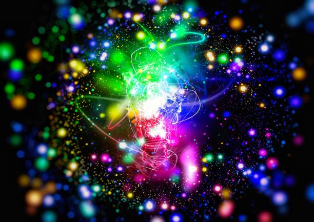 3D illustration of abstract glowing light bulb