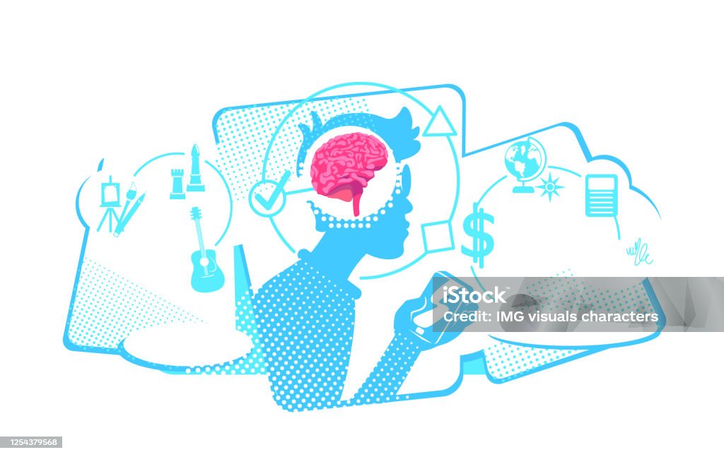 Human Multitasking Human Multitasking Flat Concept Vector Illustration Stock Illustration ...