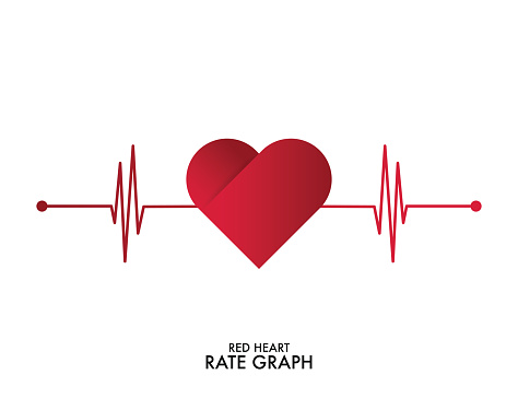 Heart pulse. Red and white colors. Heartbeat lone, cardiogram. Flat style vector illustration. stock illustration