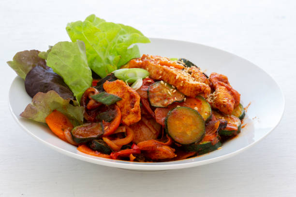istock Stir fried with pork and vegetables 1254380730