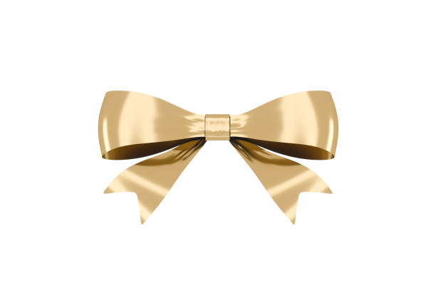 istock Golden bow-knot with white background, 3d rendering. 1254386572