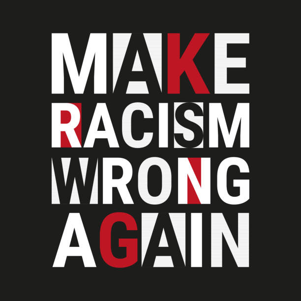 Make racism wrong again Make racism wrong again design on a black background george floyd protests stock illustrations