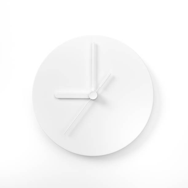 White Watch, Round analog clock face on background 3d rendering. 3d illustration minimal style conception of punctuality Precise time-keeping and measurement of time.