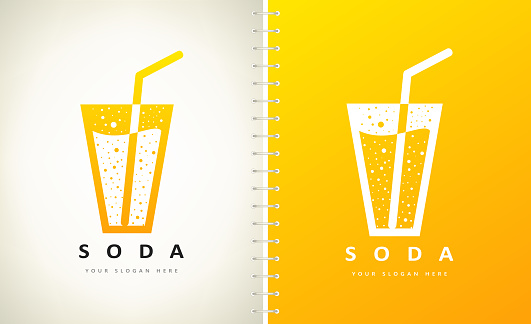 soda glass sparkling water with straw vector