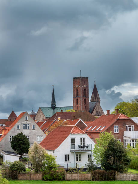 dächer der mittelalterlichen stadt ribe, dänemark - esbjerg stock-fotos und bilder