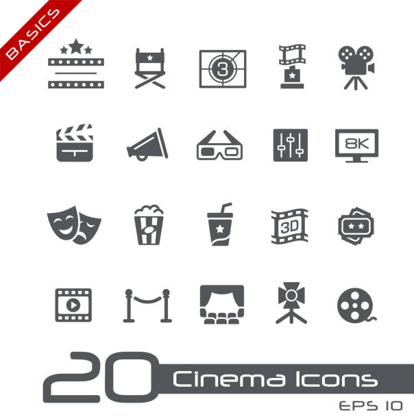 illustrazioni stock, clip art, cartoni animati e icone di tendenza di icone dell'industria cinematografica e del teatro // nozioni di base - ticket movie theater movie movie ticket