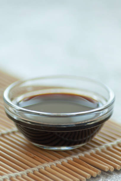 istock Soy sauce on a bamboo napkin 1254411762