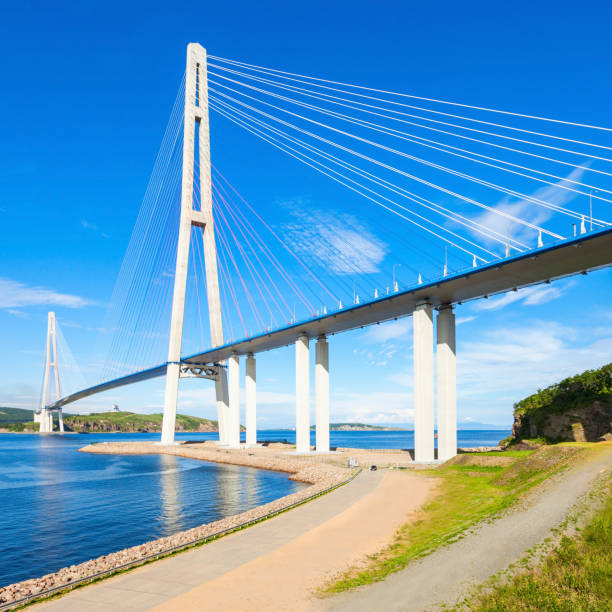 istock Russky Russian Bridge in Vladivostok 1254417821