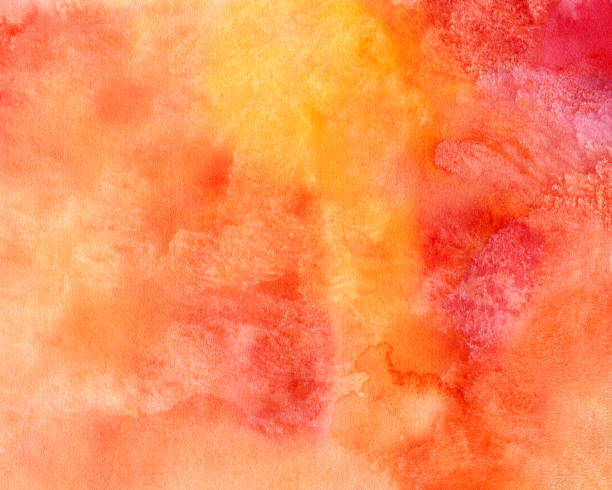 istock Abstract red, yellow and orange watercolor illustration. Colorful textured background 1254419749