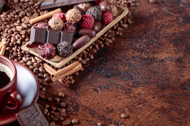 istock Various chocolates  and cup of black coffee. 1254420277