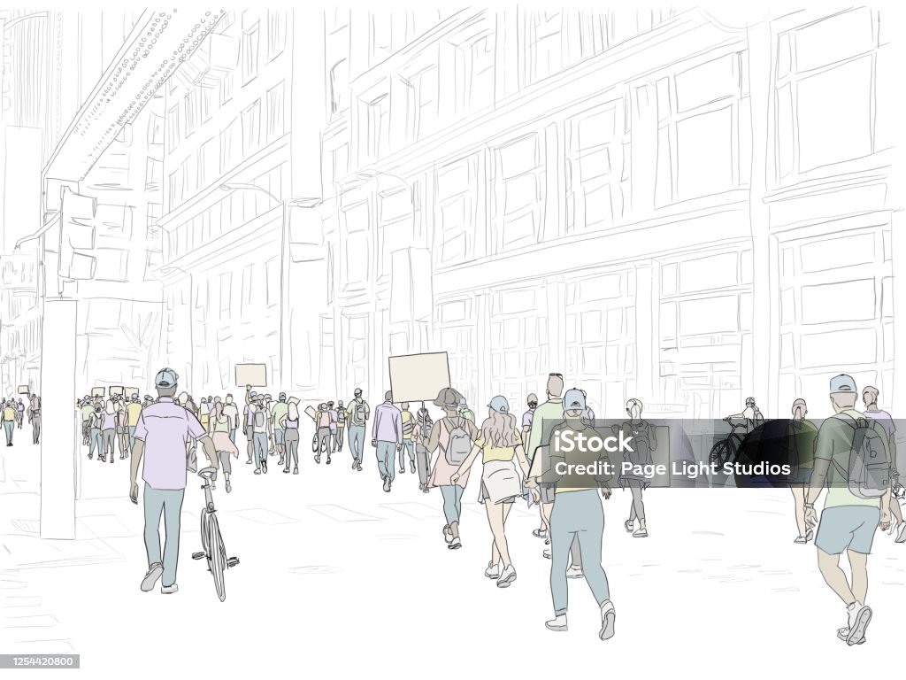 Protestor Drawing Protest Drawingcolor Stock Illustration - Download Image Now ...