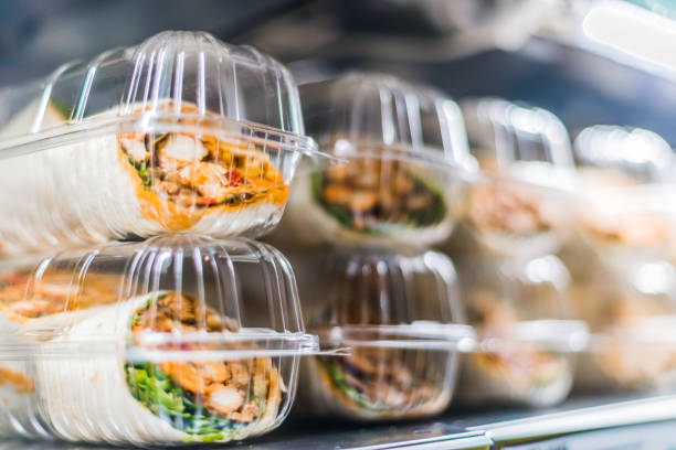 istock Pre-packaged sandwiches displayed in a commercial refrigerator 1254420839