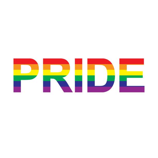 LGBT Pride Vector pride word in rainbow colors lgbtqia pride event stock illustrations