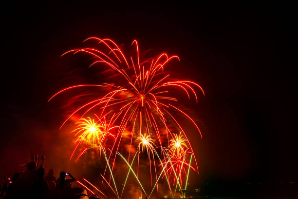 istock The crowd of Silhouette watching firework isolated display for celebration happy new year and merry christmas on black isolated background 1254424107
