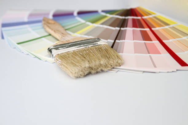 istock Old Brush And Color Chart On The Table 1254425574