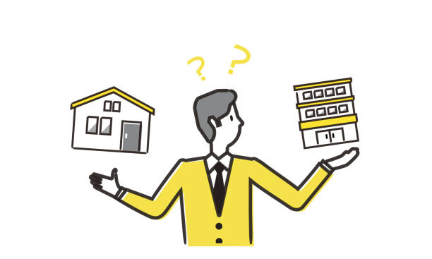 Satın Alma Ve Kiralık Ev Arasında Karşılaştırma Sorunlu Adam Vektör Illüstrasyon Beyaz Izole Stok Vektör Sanatı & Adamlar'nin Daha Fazla Görseli - iStock