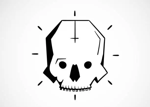 Vector illustration of Cool black and white geometric skull