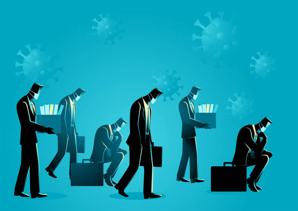 People lost their job due to coronavirus Vector illustration of people lost their job due to coronavirus Covid-19 unemployment stock illustrations