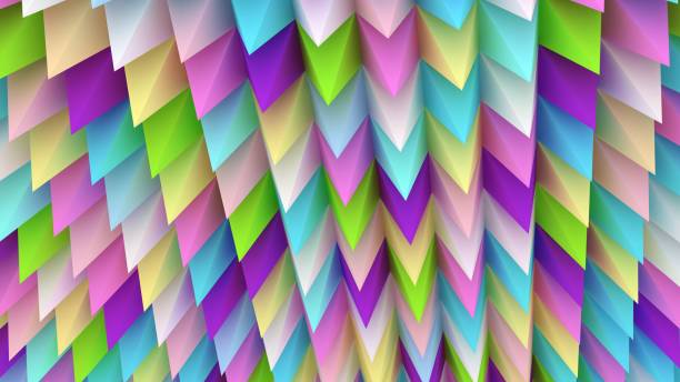 istock Holographic pyramids background. 3d illustration. Multicolor wallpaper. Smooth pastel texture. Spikes abstract. Sharp objects. 3d rendering backdrop. 1254431896