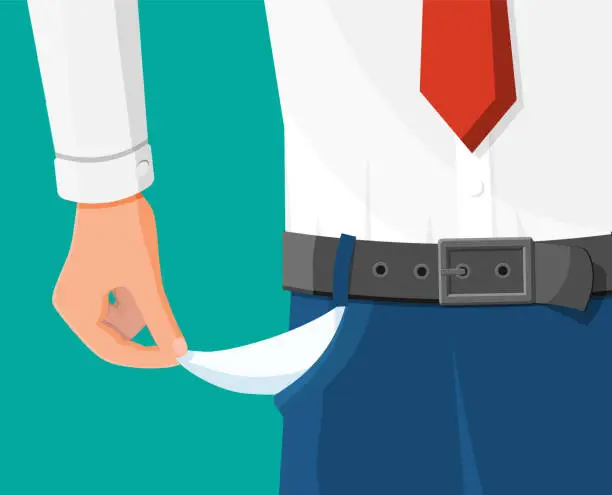 Vector illustration of Businessman show empty pocket.