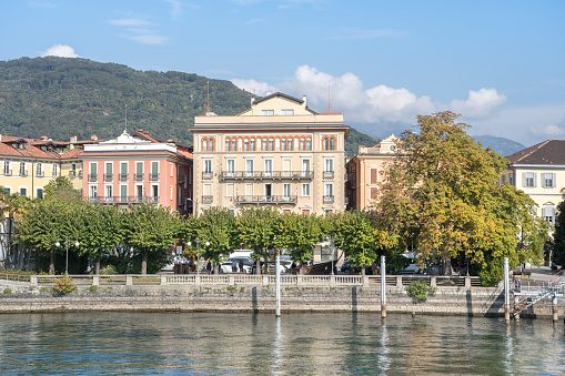 View of town Pallanza from Lago Maggiore, Italy