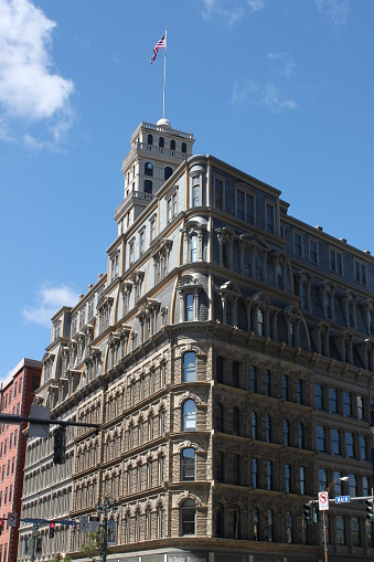 The Powers Building historic office located at 16 E. Main St. in Rochester, New York.