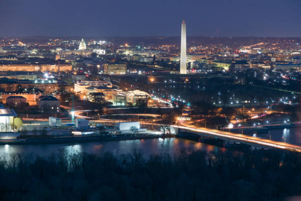 istock Aerial View of Washington DC at Night 1254442728