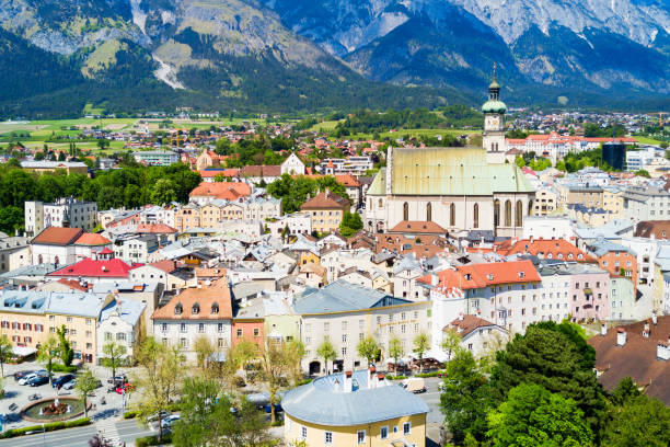 istock Hall Tirol aerial view 1254444349