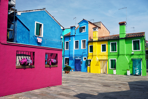 Colourful window and wall in Burano island,Italy