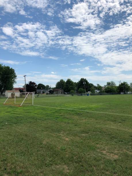 istock Soccer field in a municipal park in vertical 1254445727