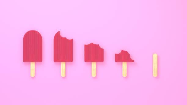 istock Close-up realistic Ice cream popsicle summer concept. Minimal pastel pink background idea. Flat lay. Isolated clip art element for design. Stock 3d rendering 1254446758