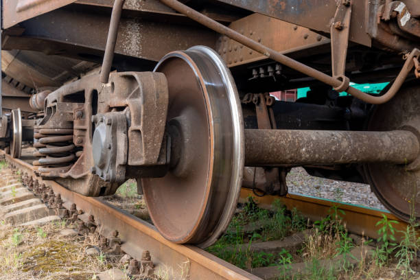 istock Train wheels on the railway, transport, industry 1254450642