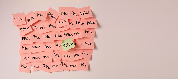Value and price on adhesive note
