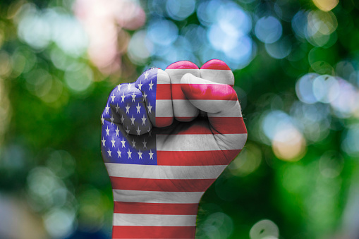 American flag and fist