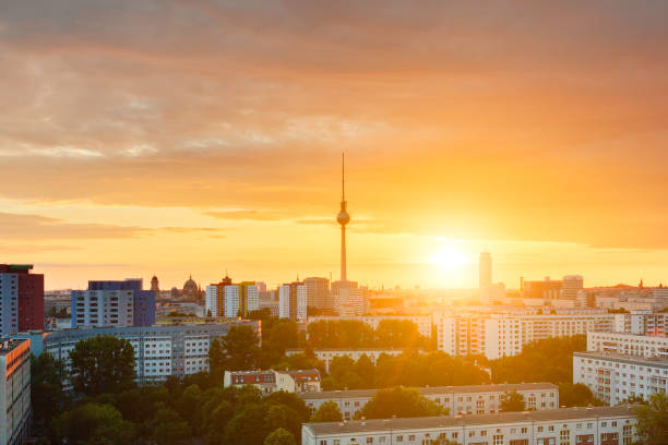 istock Beautiful sunset over Berlin skyline, Berlin, Germany 1254454312