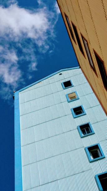istock Multicolored tall apartment buildings detail. 1254457663