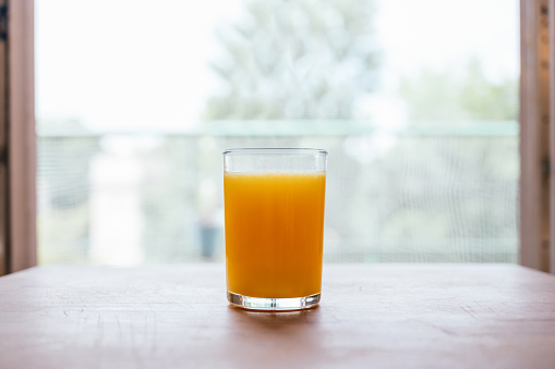 Healthy orange juice for breakfast made with natural orange