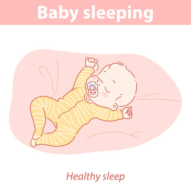 baby schlafen mit schnuller. gesunder schlaf für neugeborene. - baby blanket illustrations stock-grafiken, -clipart, -cartoons und -symbole